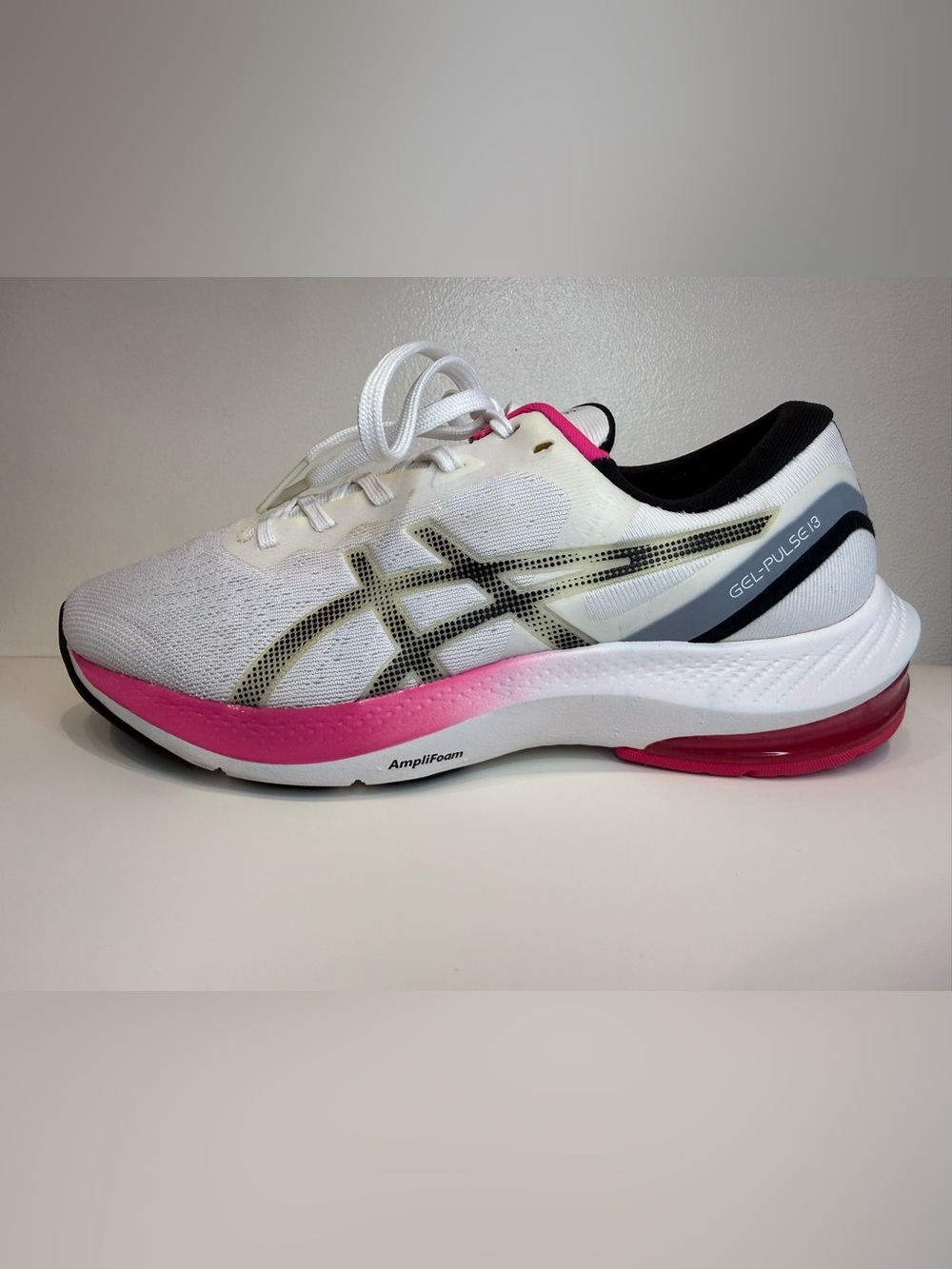 Asics Womens Size 7 Gel-Pulse 13 Running Shoes White Pink 1012B035 Mesh Lace Tie